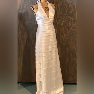 BCBGMaxAzria Bridal /Formal Cream Mesh Overlay Dress + Carry Bag